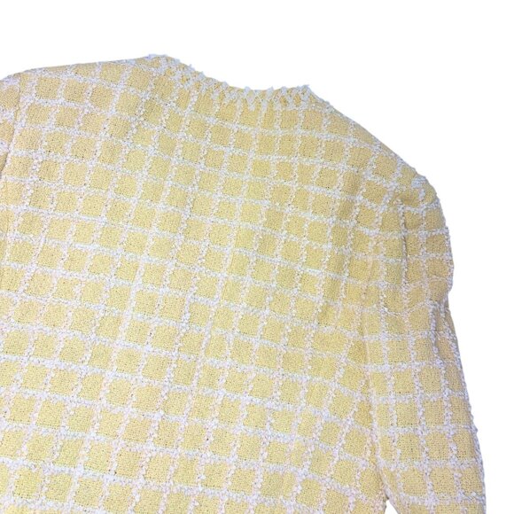 CHANEL Vintage 94P CC Mark Logo Tweed Jacket #38 Yellow White Cotton  [106374] - Picture 6 of 12